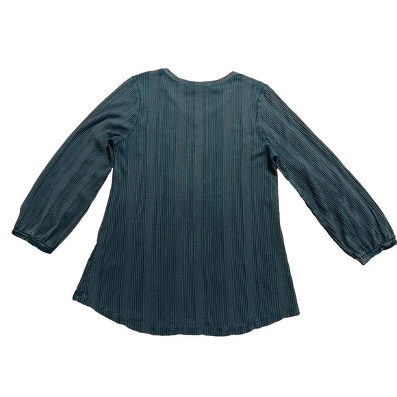 Women's Boho Hippie Turquoise Blue l/s Soft Surroundings Top Y2K Oversized Small - Picture 2 of 9